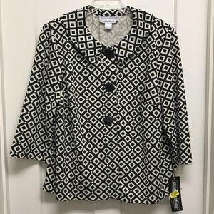 Jessica Howard Black/Cream Geometric Blazer NWT